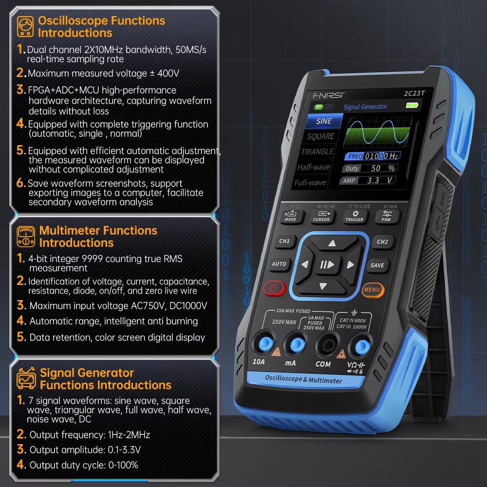 FNIRSI 2C23T 3 in 1 Oscillosco - Fnirsi Digital Oscilloscope Handheld recensione e prezzo